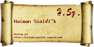 Haiman Szalók névjegykártya